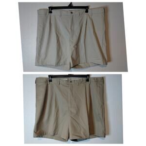 Lands' End Set of 2 Men Sz 46 Waist Tan Beige Khaki Chino Traditional Fit Shorts